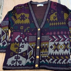 Camels Colorful Geometric Patterned women’s cardigan 50% wool